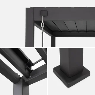 Pérgola bioclimática de aluminio 3x3m antracita con toldo lateral Triomphe
