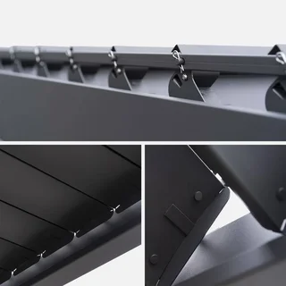 Pérgola bioclimática de aluminio 3x3m antracita con toldo lateral Triomphe