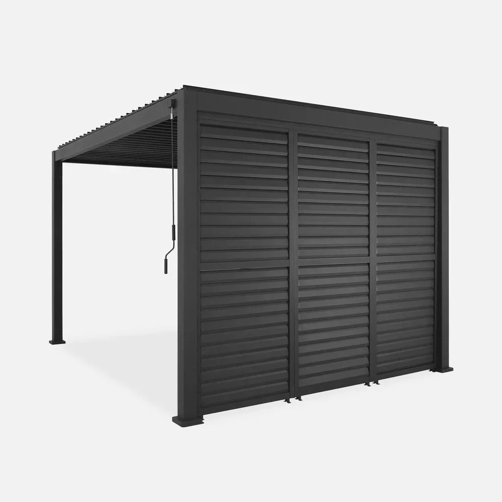 Pergola bioclimatique aluminium 4x3m lames orientables 3 persiennes Triomphe
