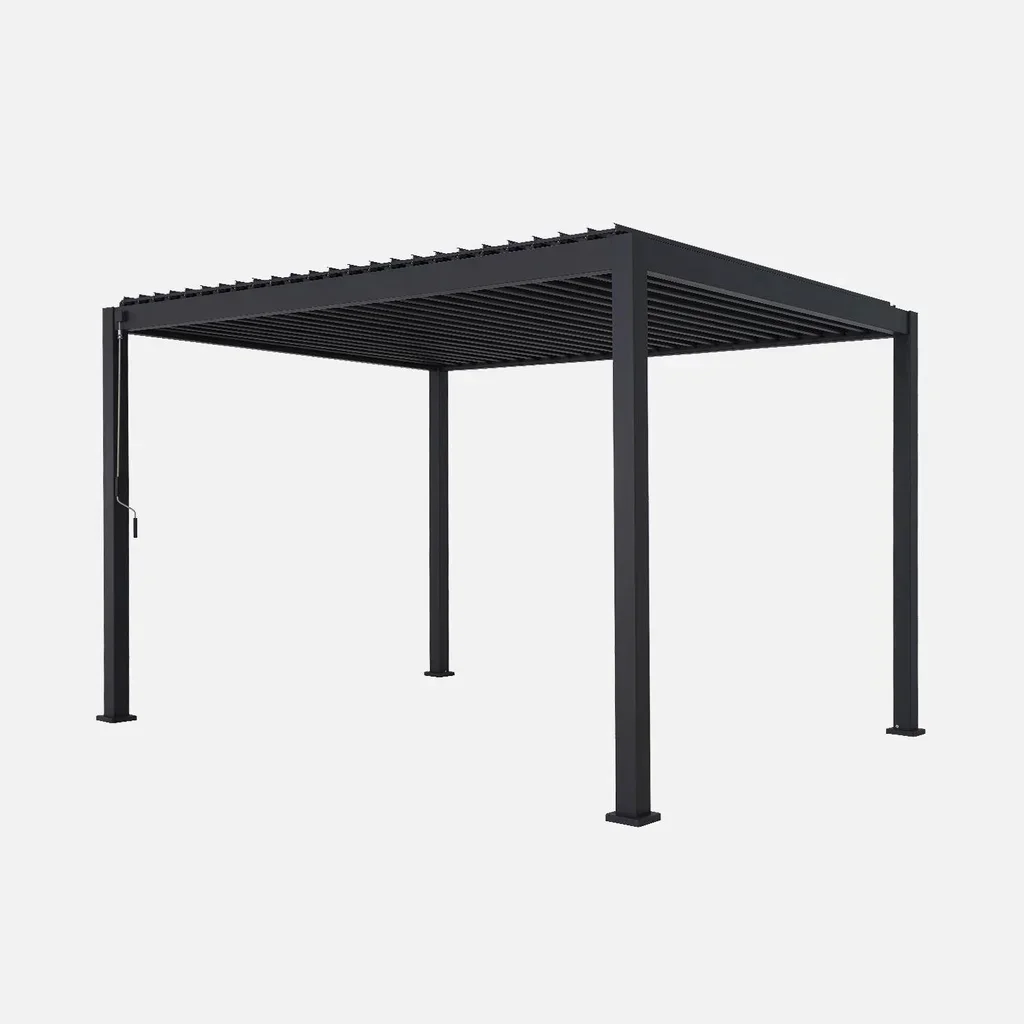 Pergola bioclimatique aluminium 4x3m avec stores verticaux Triomphe