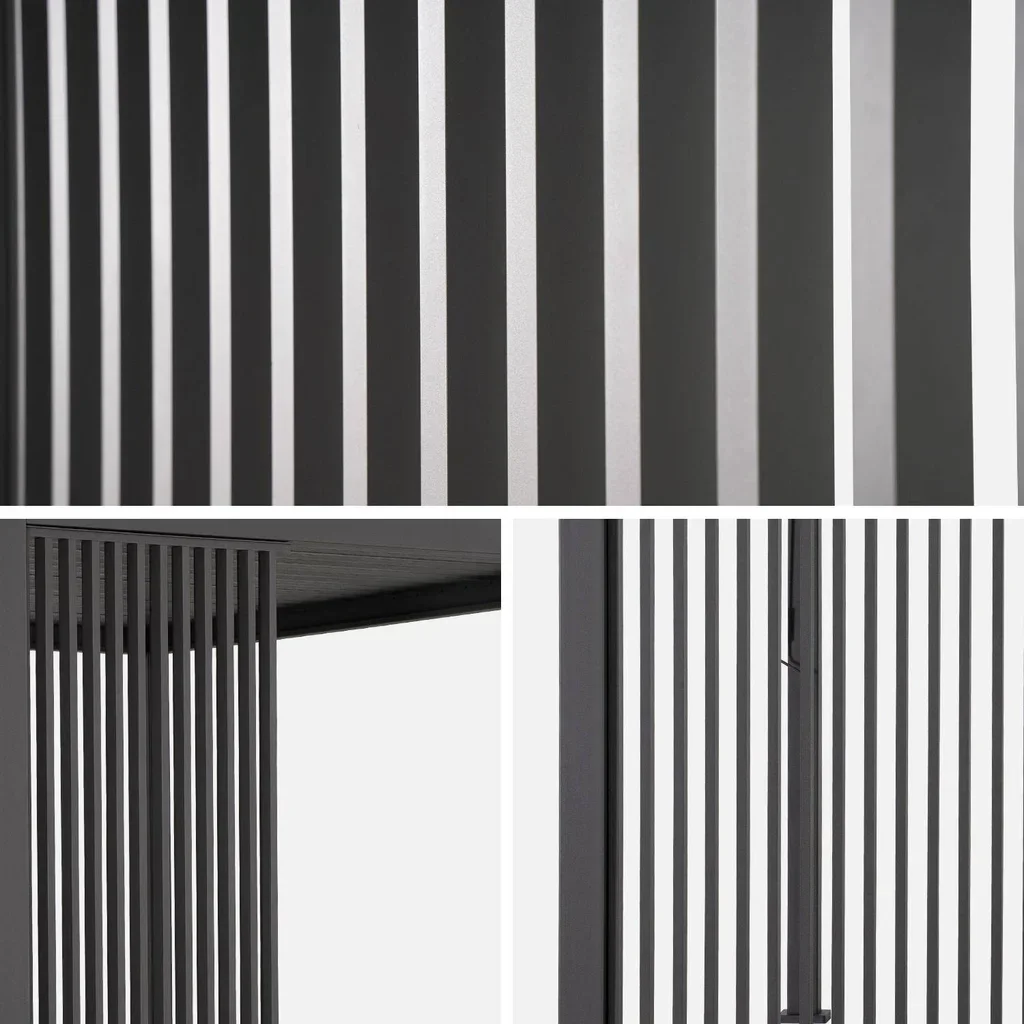 Pergola bioclimatique aluminium 4x3m avec stores verticaux Triomphe