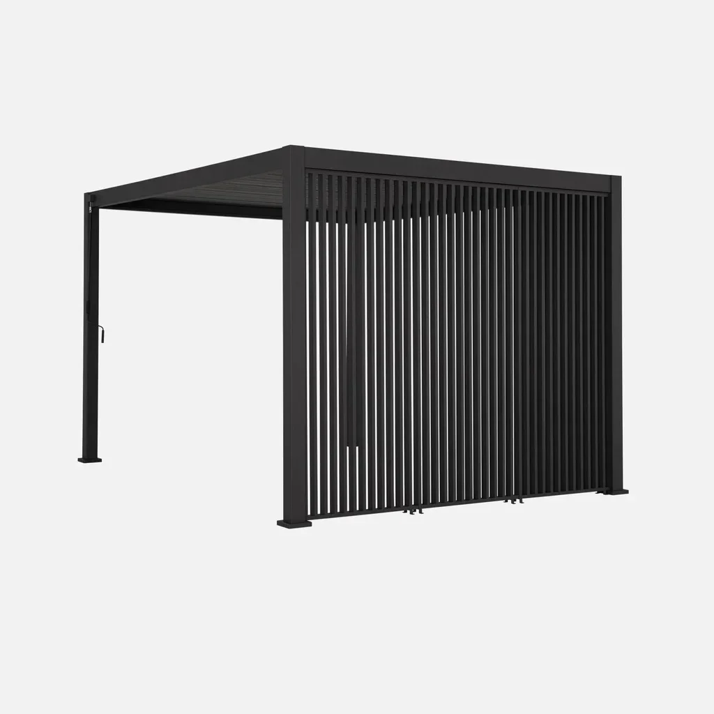 Pergola bioclimatique aluminium 4x3m avec stores verticaux Triomphe