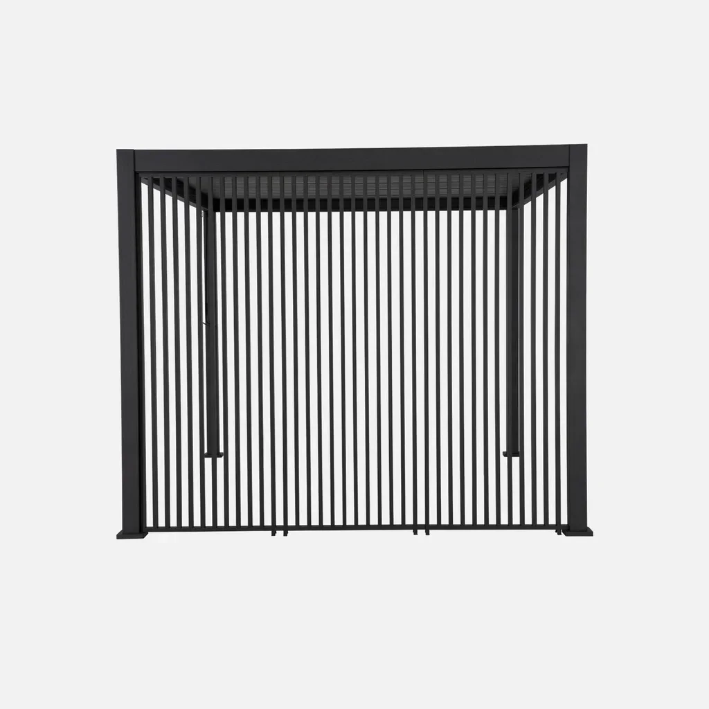 Pergola bioclimatique aluminium 4x3m Triomphe avec 3 persiennes verticales 130cm