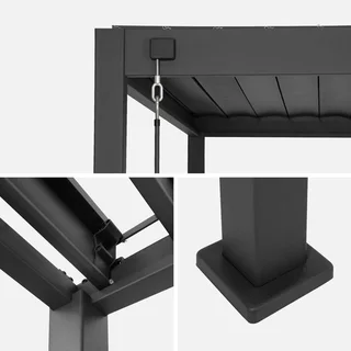 Pergola bioclimatique aluminium 4x3m Triomphe avec panneau latéral orientable 4m pour jardin et terrasse
