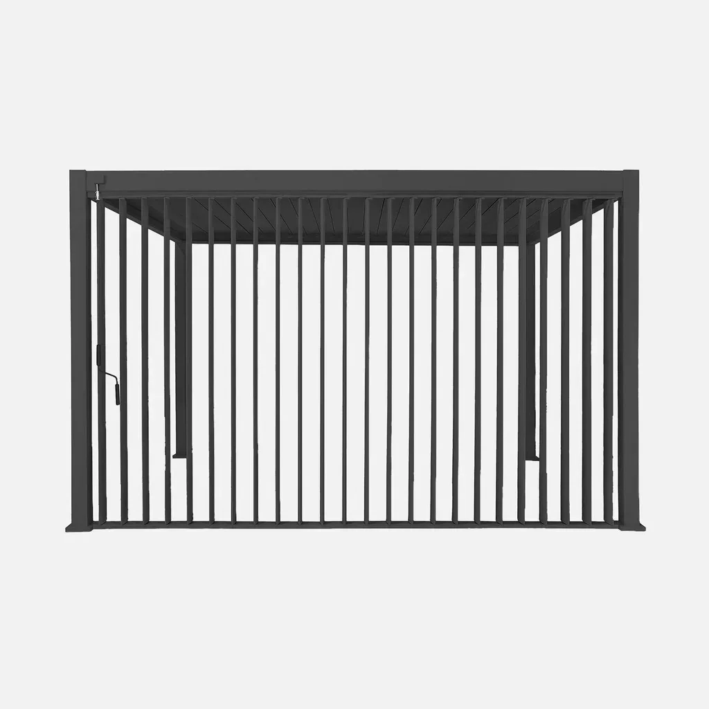 Pergola bioclimatique aluminium 4x3m Triomphe avec panneau latéral orientable 4m pour jardin et terrasse