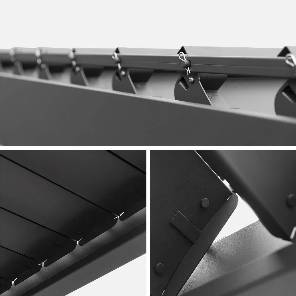 Pergola bioclimatique aluminium 4x3m Triomphe avec persiennes verticales 100 et 130 cm