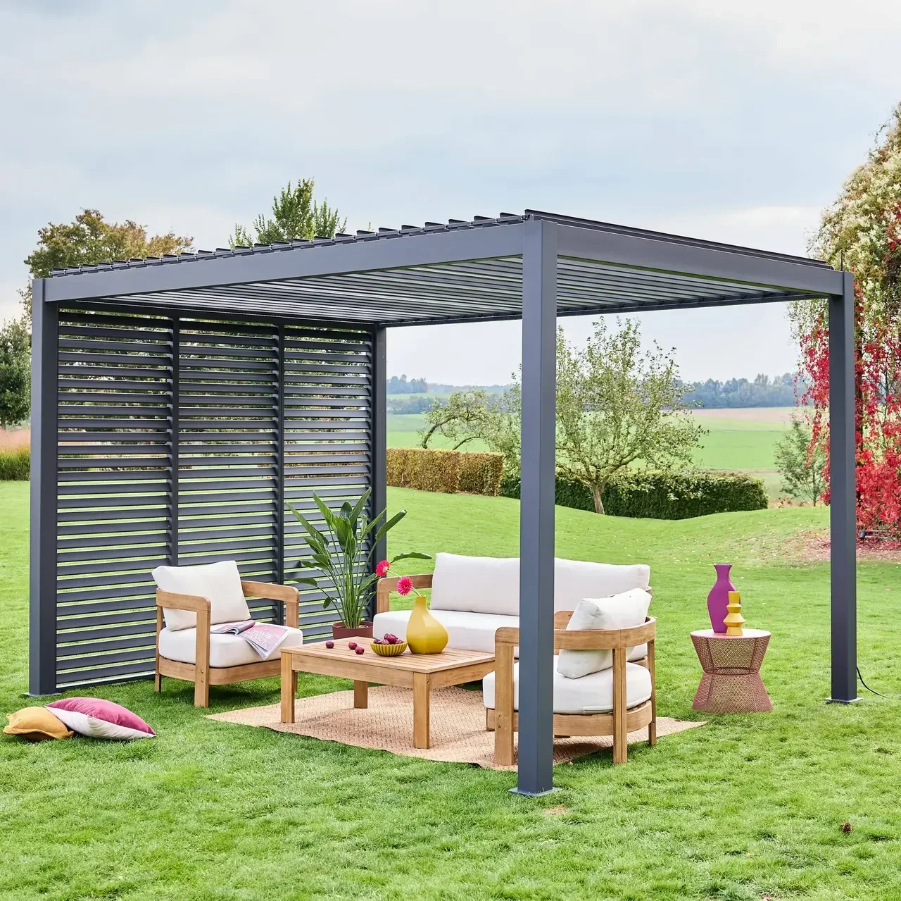 Pergola bioclimatique aluminium 4x3m Triomphe avec persiennes réglables