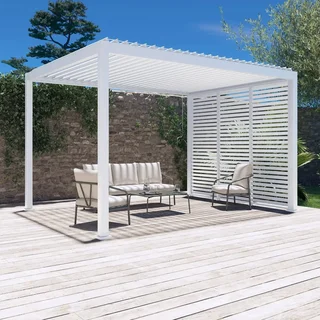 Pérgola bioclimática alumínio 4x3m Triomphe com persianas 100cm - jardim terraço