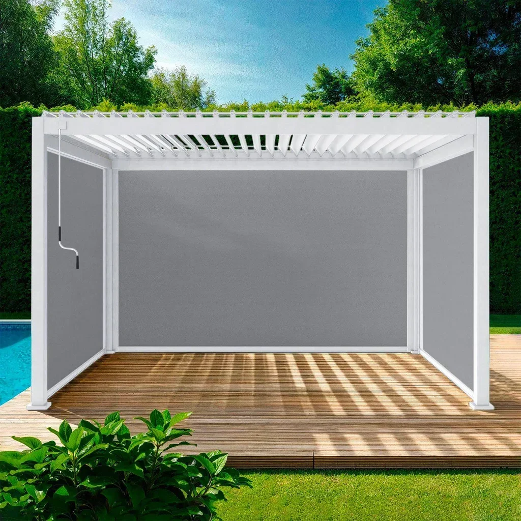 Pérgola bioclimática aluminio 4x3m Triomphe con estores laterales