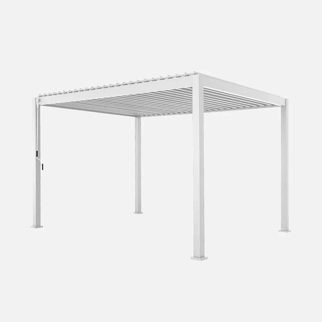 Pérgola bioclimática aluminio 4x3m Triomphe con estores laterales