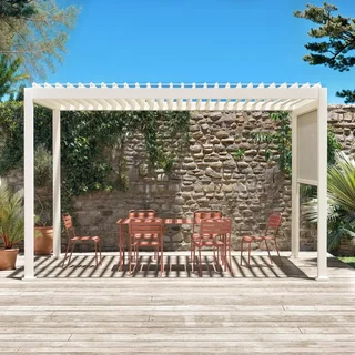 Pérgola bioclimática aluminio 4x3m Triomphe con toldo vertical 3m - Terraza jardín