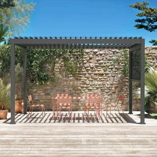 Pérgola bioclimática aluminio 4x3m Triomphe con toldo vertical 3m