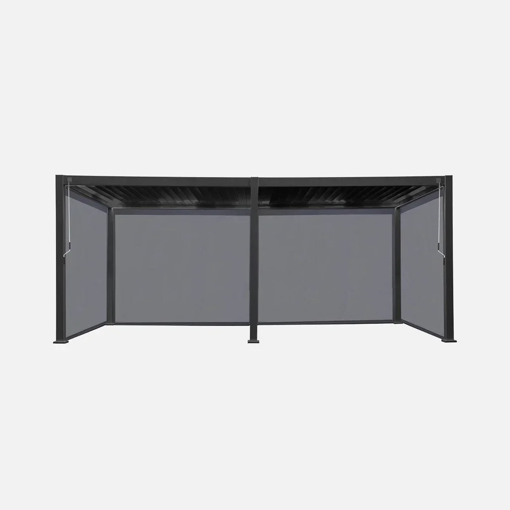 Pergola bioclimatique aluminium 6x3m avec 4 stores latéraux