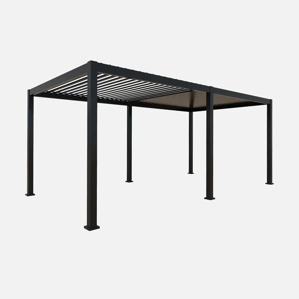 Pergola bioclimatique aluminium 6x3m avec 4 stores latéraux