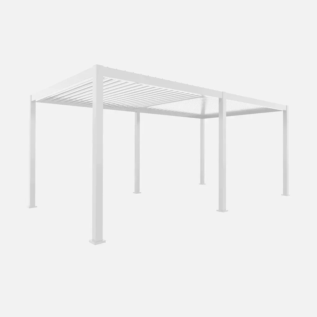 Pergola bioclimatique aluminium 6x3m avec stores latéraux pour jardin