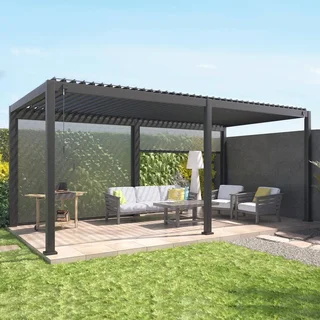 Pérgola bioclimática de alumínio 6x3m Triomphe com duplo toldo lateral