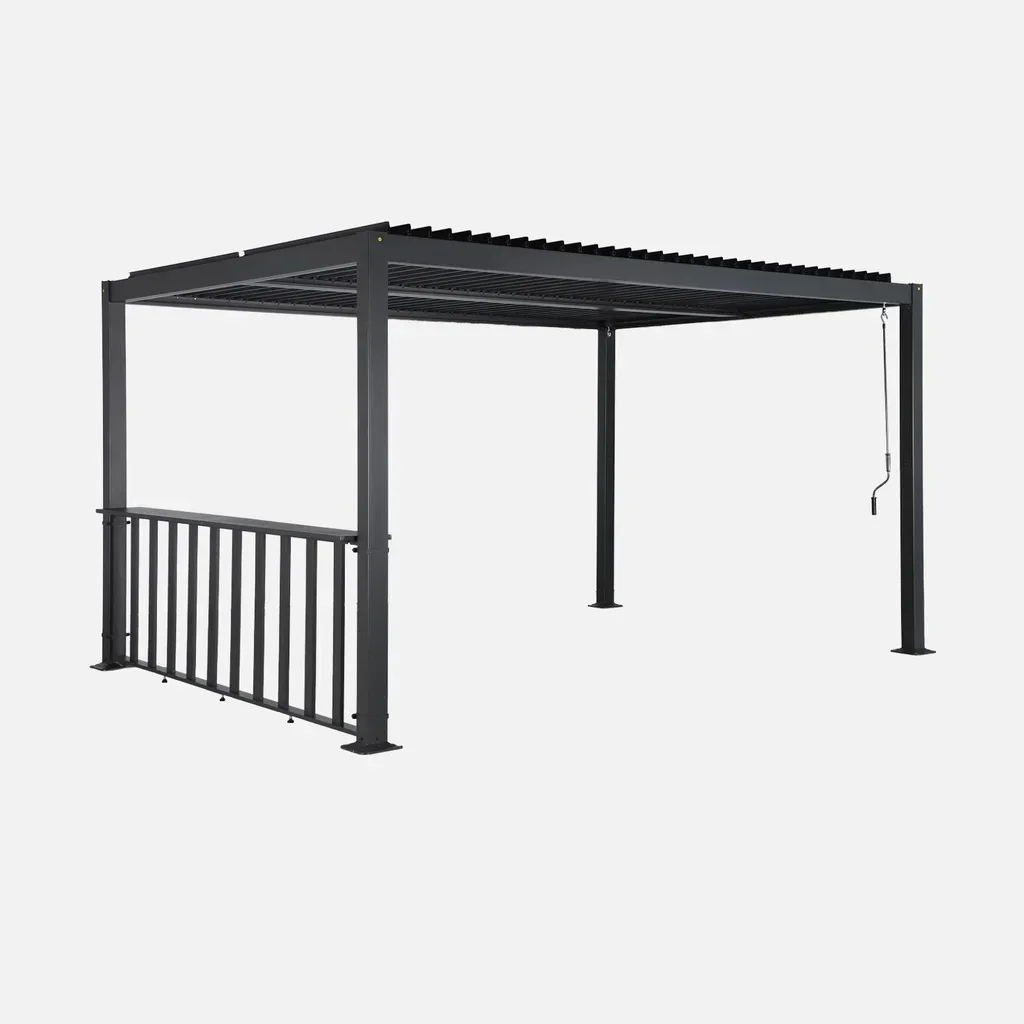 Pergola bioclimatique aluminium 4x3m avec bar intégré Palace anthracite