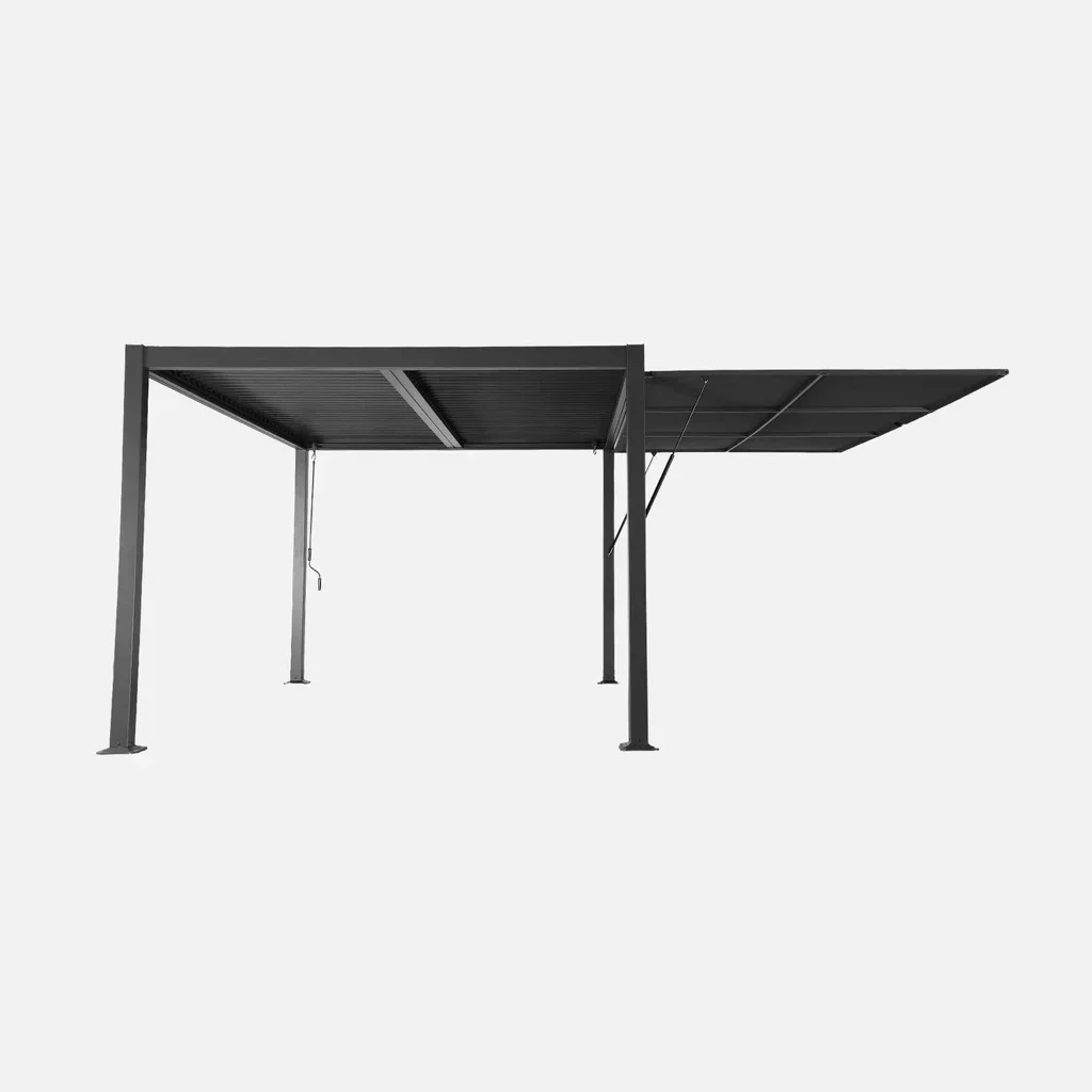 Pergola bioclimatique aluminium 4x3m avec auvent 4m Palace - structure moderne jardin