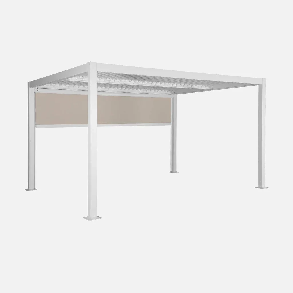 Bioclimatic aluminium pergola 4x3m with side awning Palace - adjustable louvres and integrated drainage