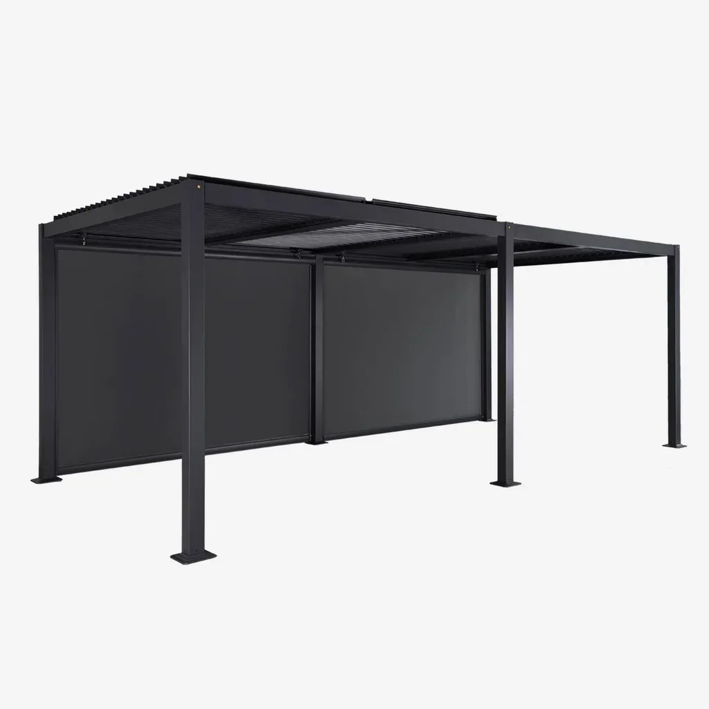 Pergola bioclimatique aluminium 6x3m Palace avec 2 stores et lames orientables pour jardin