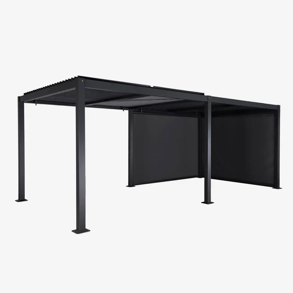 Pergola bioclimatique aluminium 6x3m Palace avec 2 stores et lames orientables pour jardin