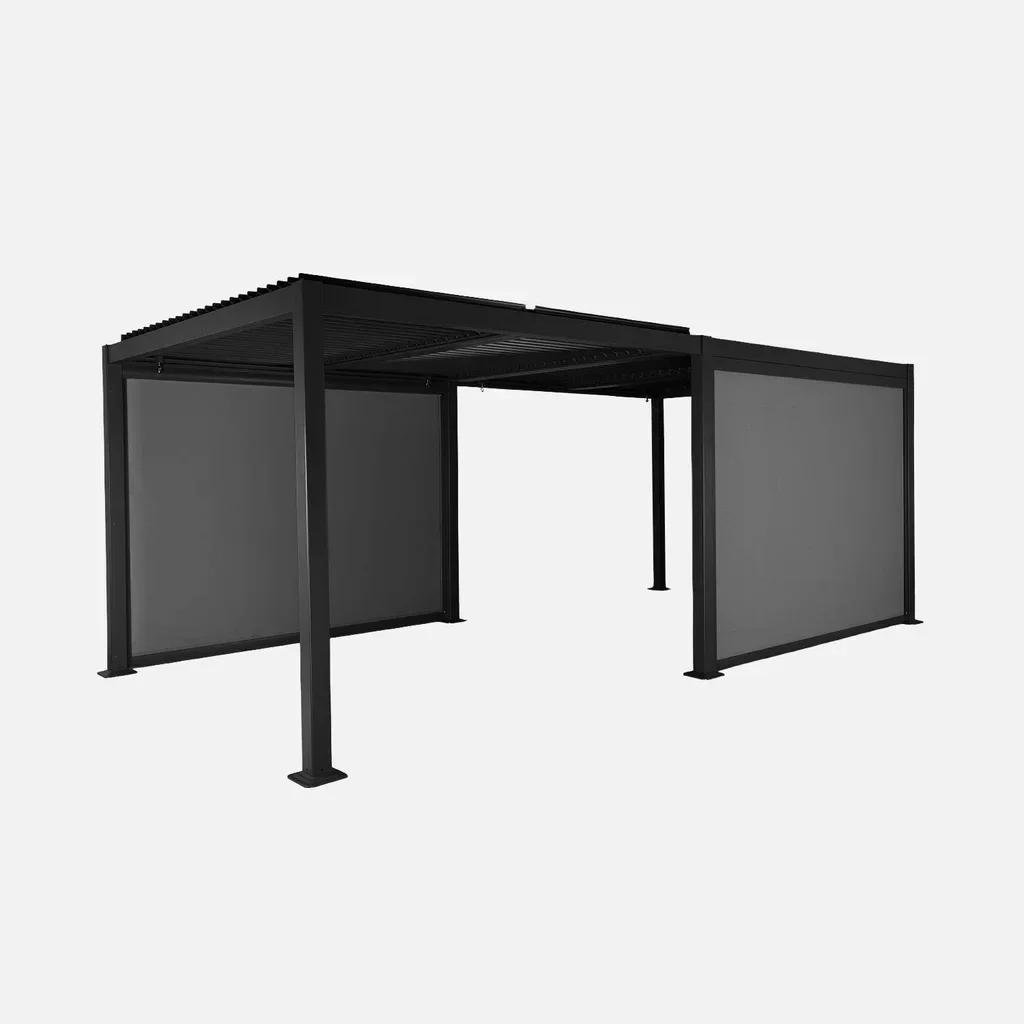 Pergola bioclimatique aluminium 6x3m Palace avec stores latéraux textilène pour jardin et terrasse
