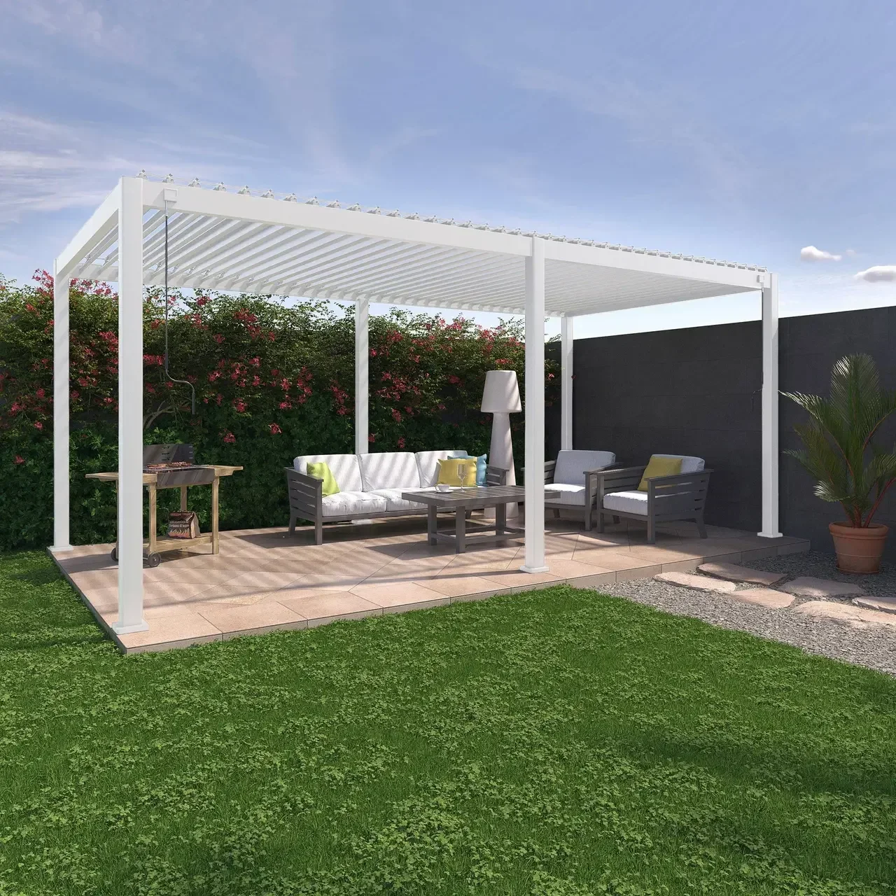 Pergola bioclimatique aluminium lames orientables 6x3m Triomphe jardin terrasse