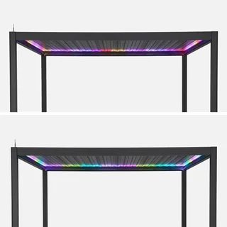 Pergola Bioclimatica Alluminio Motorizzata 4x3m LED Triomphe - Lame Orientabili Illuminazione Multicolore