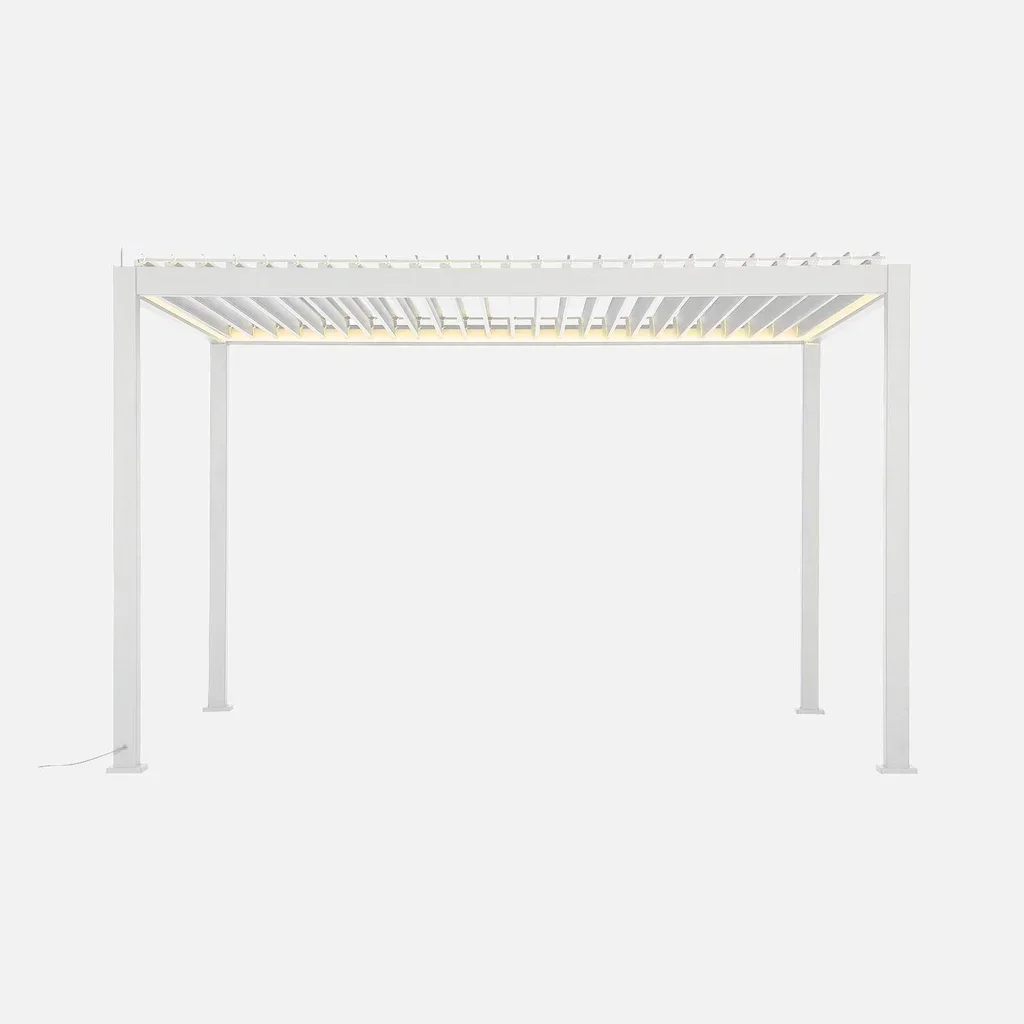 Pergola Bioclimatica Alluminio Motorizzata 4x3m LED Triomphe Antracite Lame Orientabili