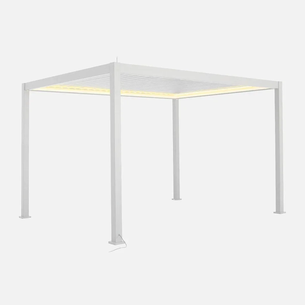 Pergola Bioclimatica Alluminio Motorizzata 4x3m LED Triomphe Antracite Lame Orientabili