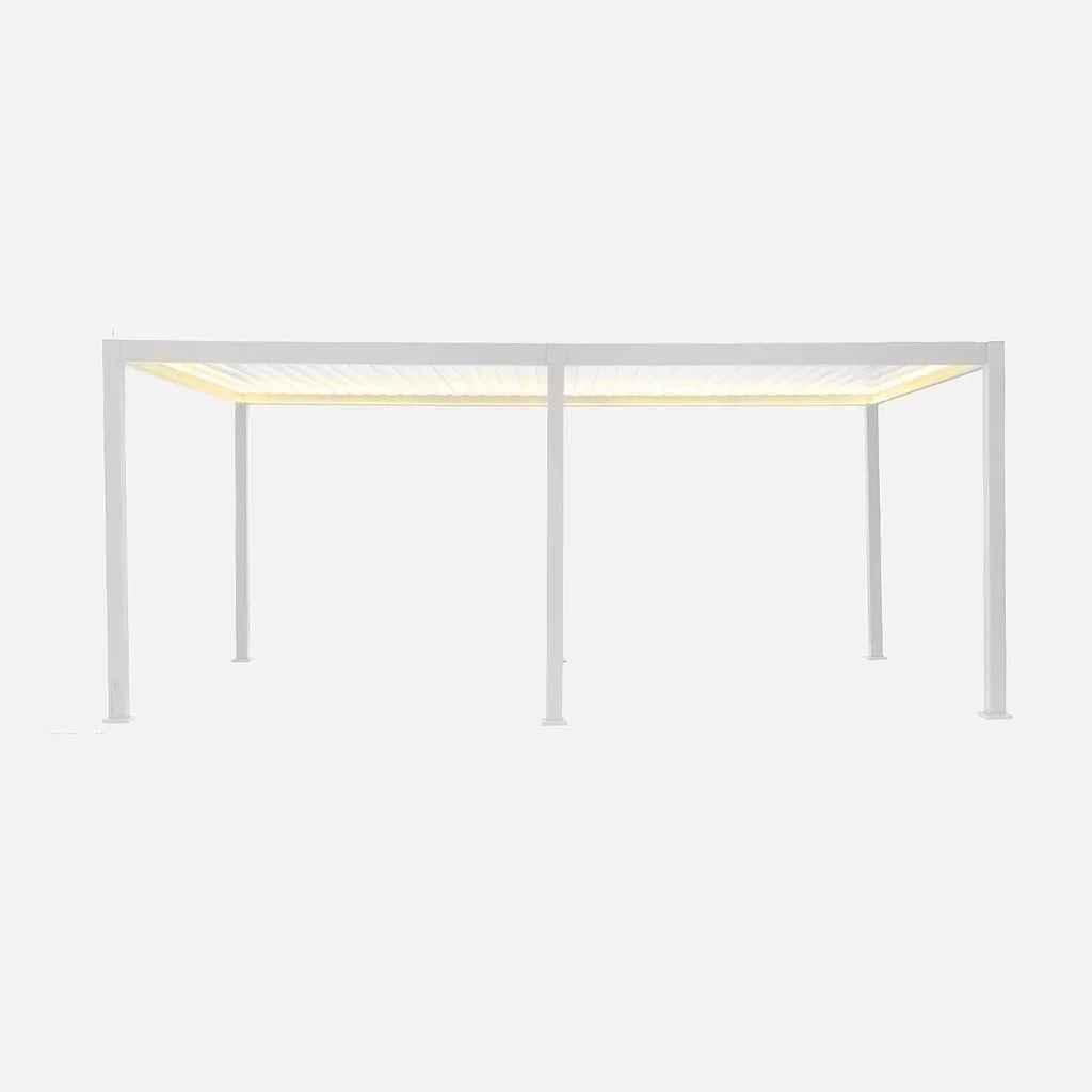 Pergola bioclimatique aluminium motorisée 6x3m LED Triomphe avec lames orientables et éclairage multicolore