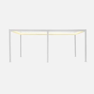 Pergola bioclimatique aluminium motorisée 6x3m LED Triomphe avec lames orientables et éclairage multicolore