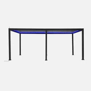 Pergola bioclimatique aluminium motorisée 6x3m LED Triomphe - lames orientables éclairage multicolore