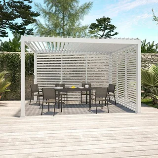 Pergola bioclimatica alluminio Triomphe 4x3m antracite con 3 persiane 130cm