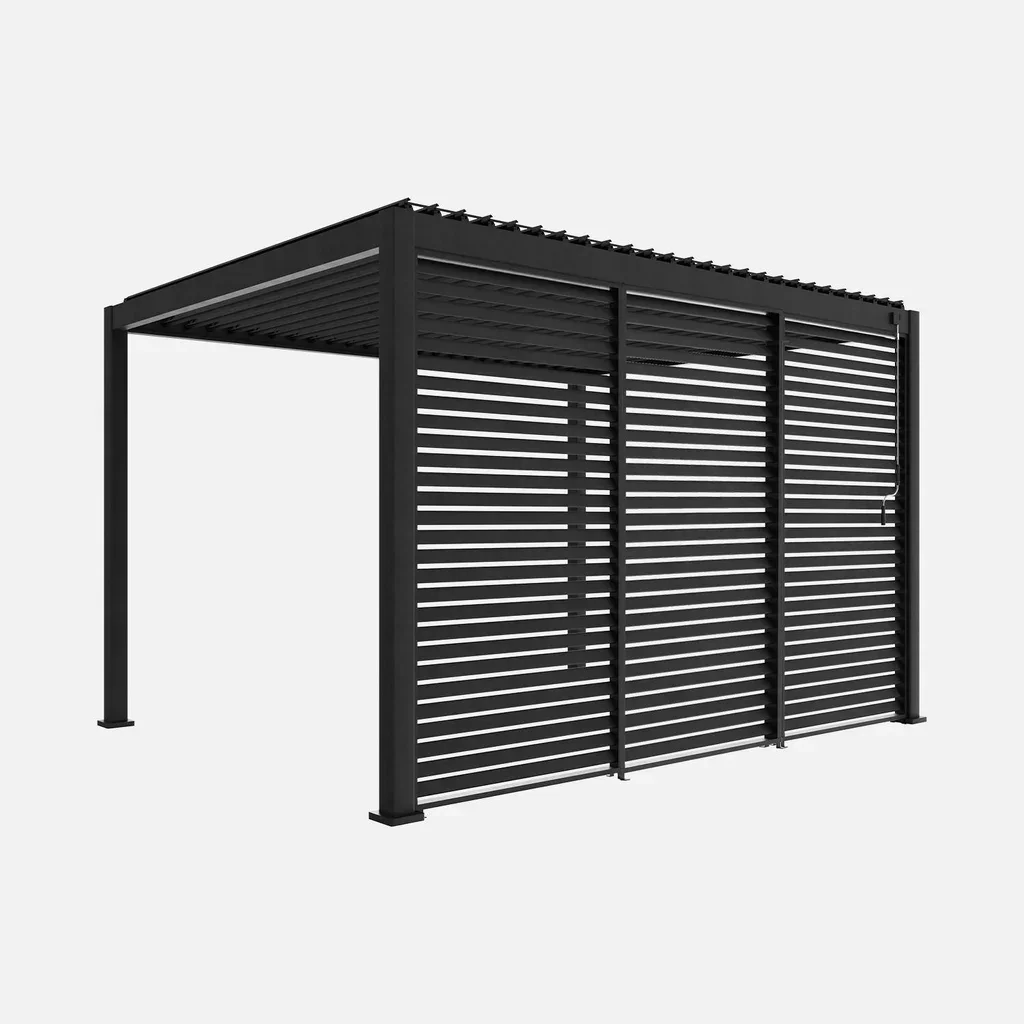 Pergola bioclimatique aluminium Triomphe 4x3m avec 3 persiennes orientables 130 cm