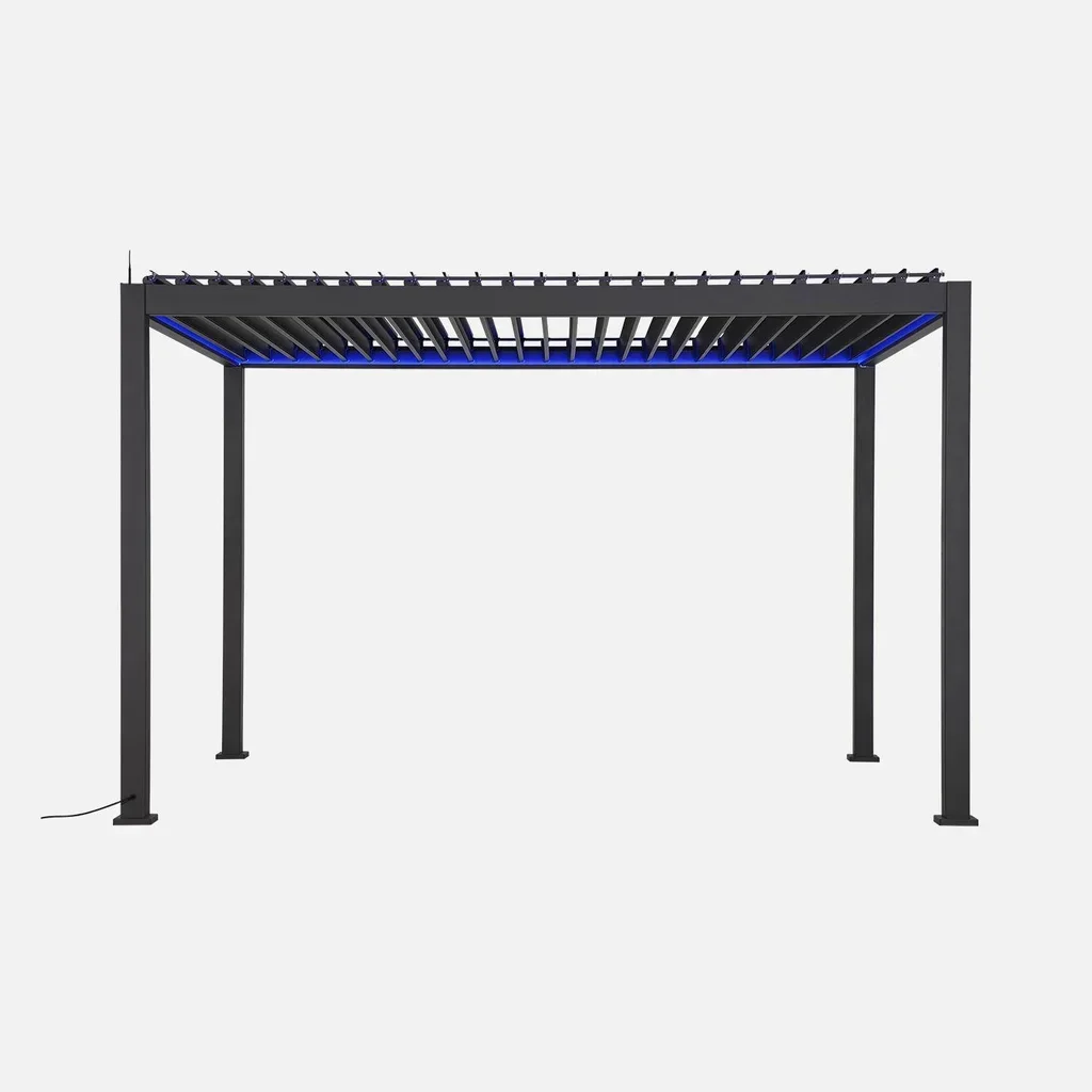 Pergola bioclimatique motorisée aluminium 4x3m LED store Triomphe