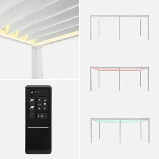 Pérgola bioclimática motorizada alumínio 6x3m LED duplo toldo Triomphe