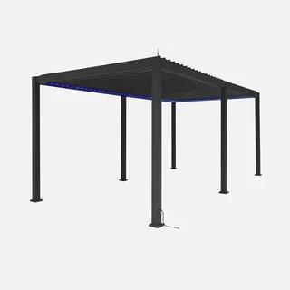 Pérgola bioclimática motorizada alumínio 6x3m Triomphe LED com estores laterais