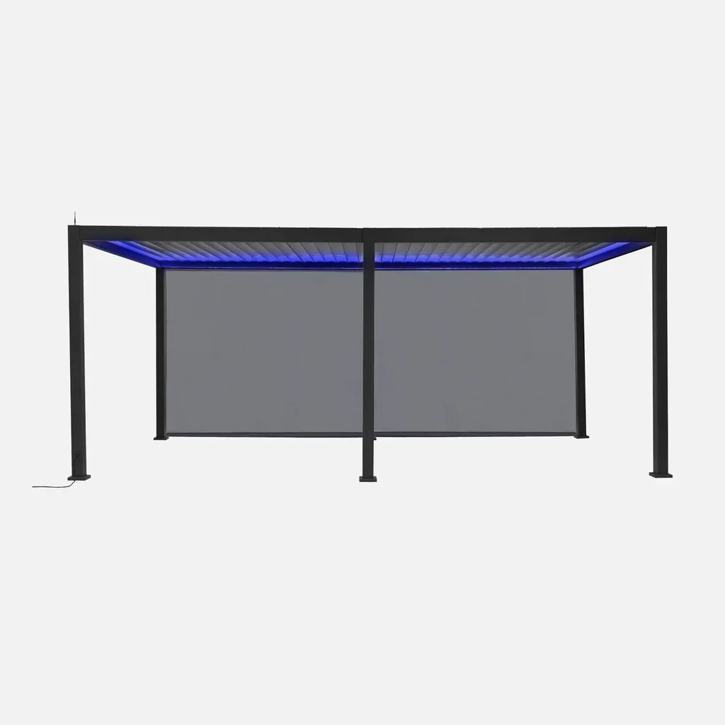 Pergola bioclimatique motorisée aluminium 6x3m LED Triomphe avec stores