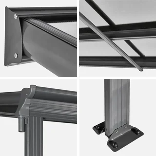 Pergola carport a parete alluminio 3x5m con grondaia integrata - Avenio