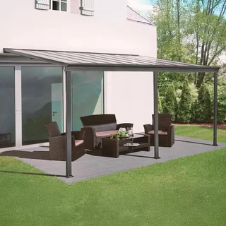 Pergola carport a parete alluminio 3x5m con grondaia integrata - Avenio