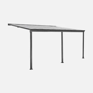 Pergola carport a parete alluminio 3x5m con grondaia integrata - Avenio