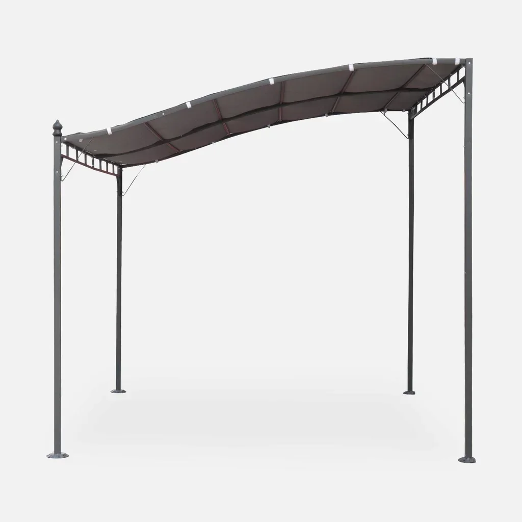 Wandmontierte Stahlpergola 3x2,5m Brestum Gartenpavillon Terrassenüberdachung Sonnenschutz