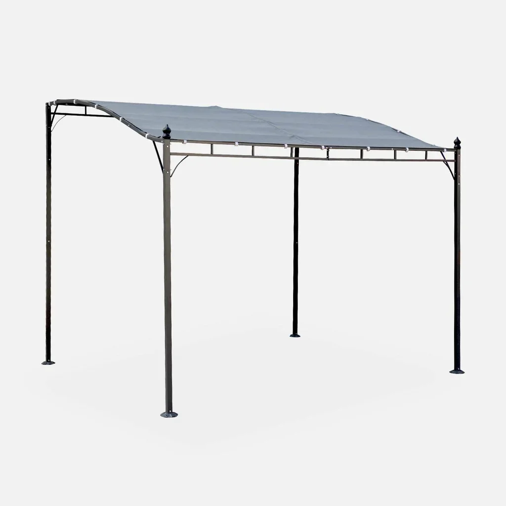 Wandmontierte Stahlpergola 3x2,5m Brestum Gartenpavillon Terrassenüberdachung Sonnenschutz