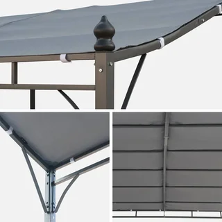 Wandmontierte Stahlpergola 3x2,5m Brestum Gartenpavillon Terrassenüberdachung Sonnenschutz