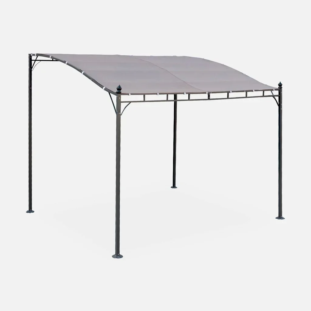 Pergola murale acier 3x2,5m tonnelle terrasse adossée ombrage Brestum