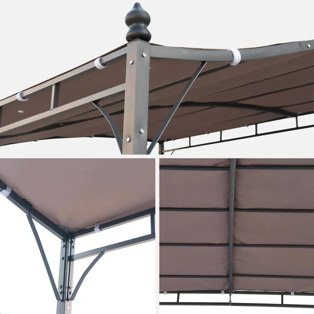 Wandmontierte Stahl-Pergola 3x2,5m Terrassen-Anbau Überdachung Brestum