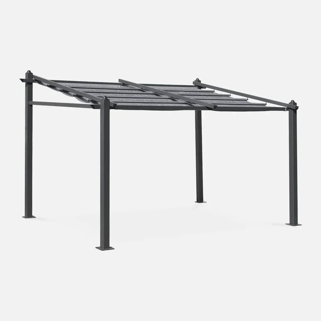 Pergola murale aluminium 3x4m toit rétractable Murum terrasse jardin
