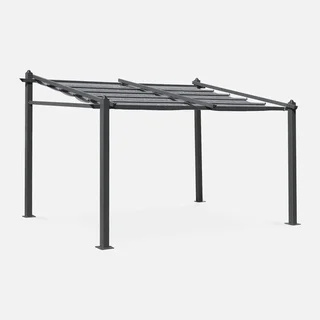Pergola murale aluminium 3x4m toit rétractable Murum terrasse jardin