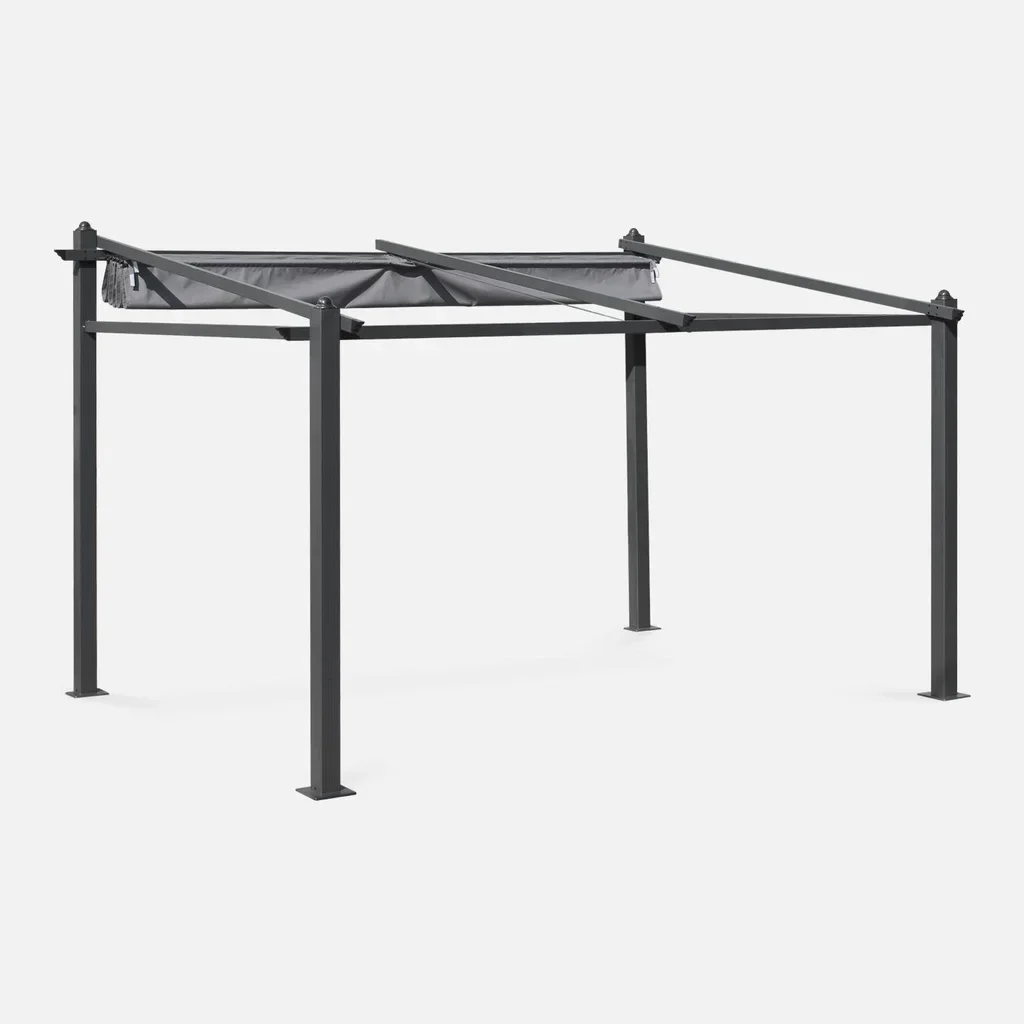 Pergola murale aluminium 3x4m toit rétractable Murum terrasse jardin